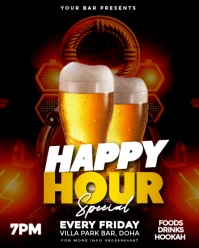 Black Modern & Minimal Happy Hour Specials  Instagram Portrait template