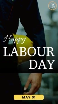 Black Modern & Minimal Happy Labour Day Simple Elegant May Day Reel Instagram template