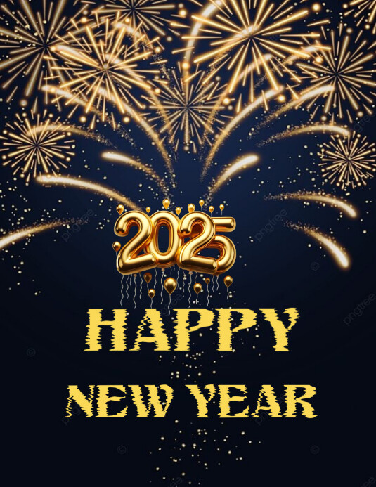 Black Modern & Minimal Happy New Year 2025 Flyer (us Letter) Template ...