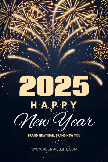 Black Modern & Minimal Happy New Year 2025 Poster Template | PosterMyWall