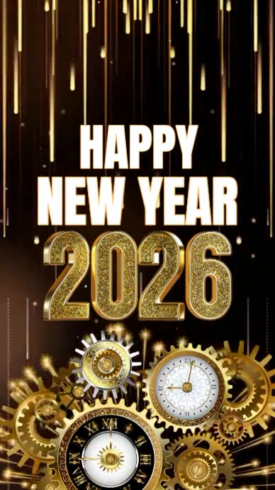 Black Modern & Minimal Happy New Year 2026 Instagram Story Template ...
