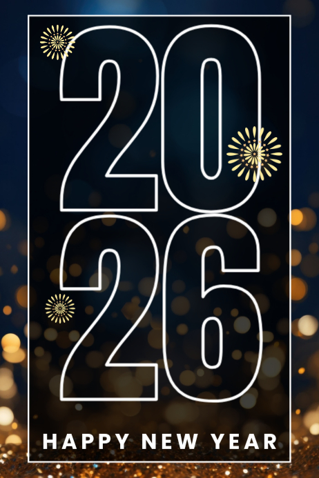Copy of Black Modern & Minimal Happy New Year 2026 Poster | PosterMyWall