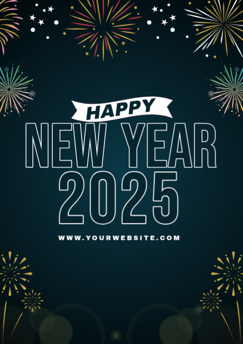 Copy of Black Modern & Minimal Happy New Year A4 | PosterMyWall