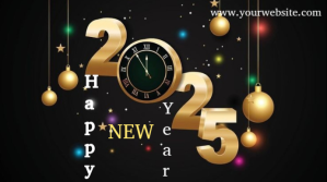 Black Modern & Minimal Happy New Year Digital Display (16:9) template