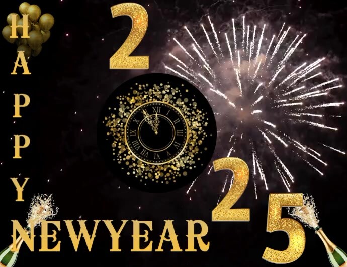 Copy of Black Modern & Minimal Happy New Year Flyer (us Letter ...