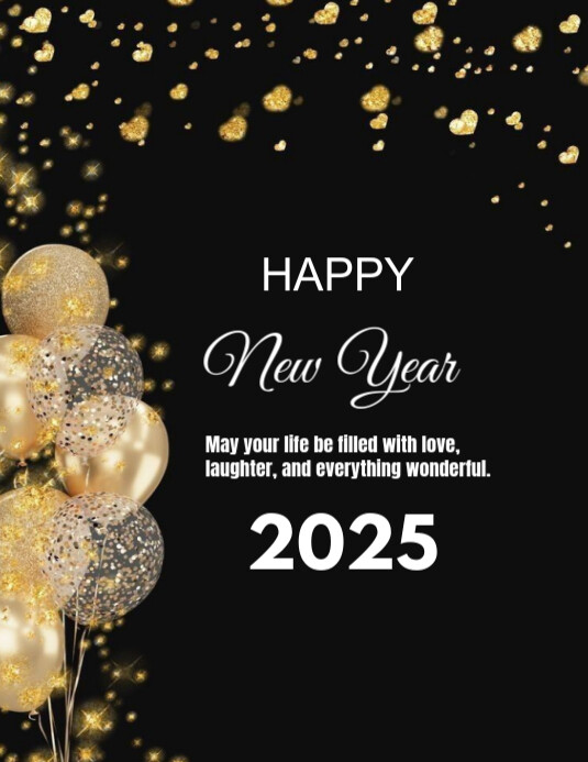 Copy of Black Modern & Minimal Happy New Year Flyer (us Letter ...