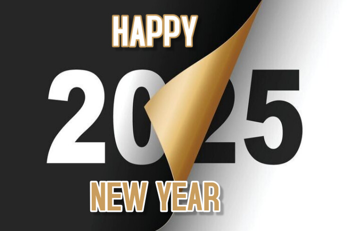Black Modern & Minimal Happy New Year Greetings Card Template Banner 4 ...