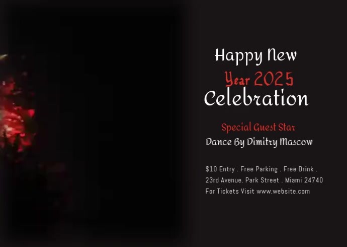 Black Modern & Minimal Happy New Year  Postcard 明信片 template
