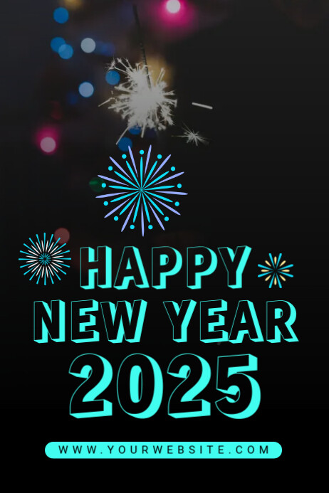 Black Modern & Minimal Happy New Year Poster Templat | PosterMyWall