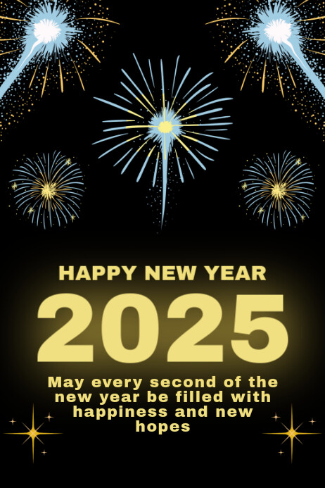 Copy of Black Modern & Minimal Happy New Year Poster | PosterMyWall