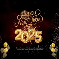 Black Modern & Minimal Happy New Year Video Instagram Post template