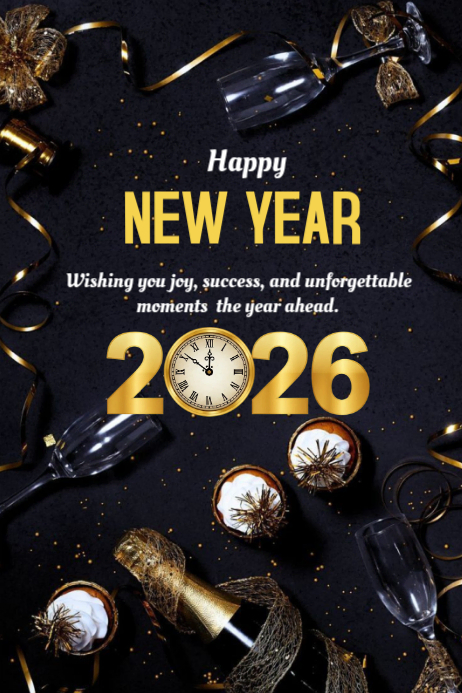 Plantilla de Black Modern & Minimal Happy New Year Wishes Template ...
