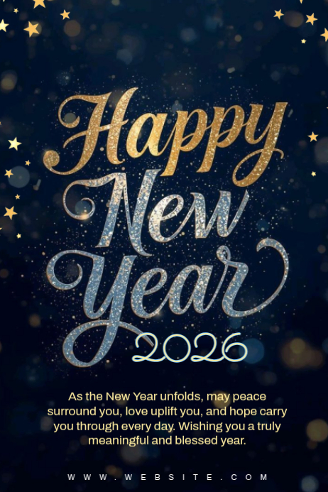 Black Modern & Minimal Happy New Year Wishes Template Design Poster ...