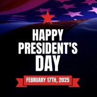 Black Modern & Minimal Happy President's Day Persegi (1:1) template