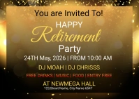 Black Modern & Minimal Happy Retirement  Part Kartu Pos template