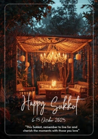 Black Modern & Minimal Happy Sukkot A4 template