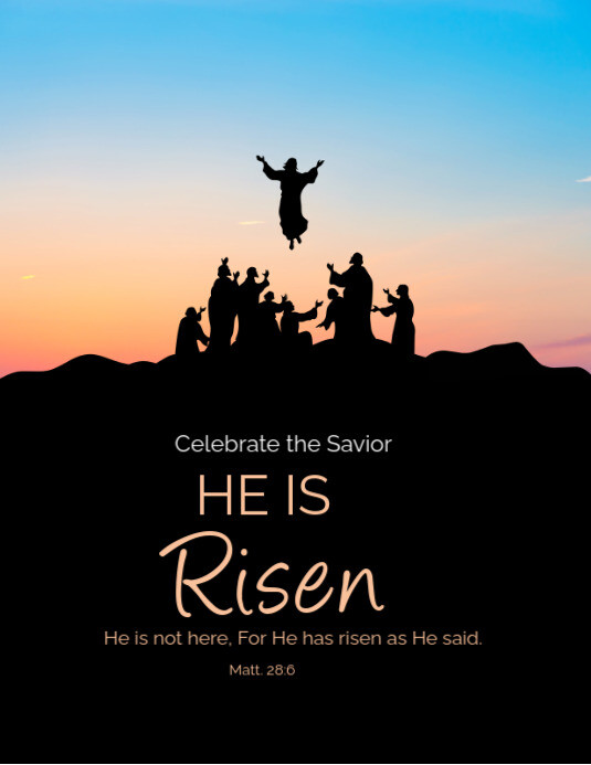 Black Modern & Minimal He Is Risen Flyer (us Letter) Template ...