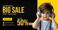 Black Modern & Minimal Headphones Big Sale Facebook Shared Image template