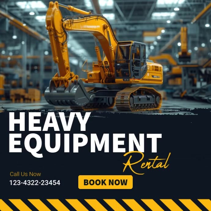 Black Modern & Minimal Heavy Equipment Rental Instagram Post Template ...