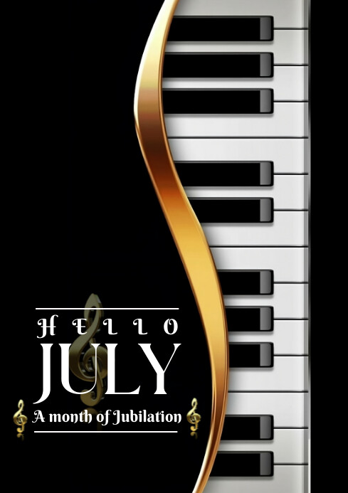 Black Modern & Minimal Hello July  A4 template