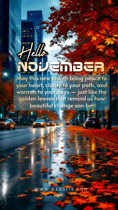 Black Modern & Minimal Hello November New Month Instagram Story template