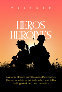 Black Modern & Minimal Heros And Heroines Day Poster โปสเตอร์ template