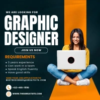Black Modern & Minimal Hiring Job Graphic Designer Instagram Post template