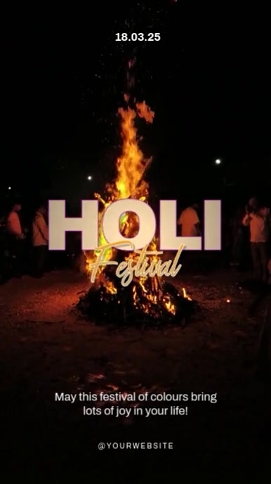 Black Modern & Minimal Holika Dahan Instagram Reel template