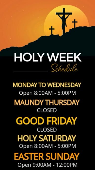 Black Modern & Minimal Holy Week Store Schedule Digital Display (9:16 ...