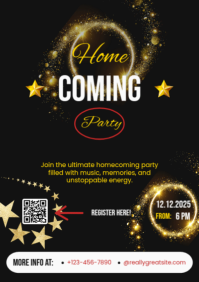 Black Modern & Minimal Homecoming Party Celebration A2 template