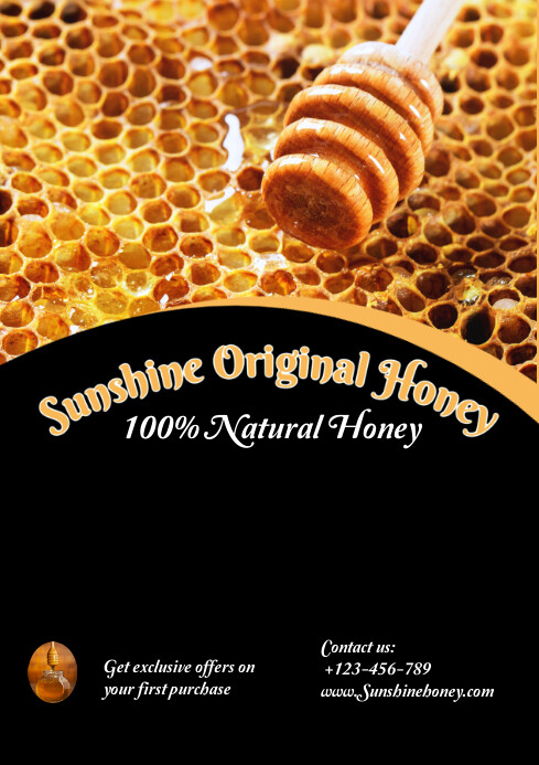 Black Modern & Minimal Honey sale template A4