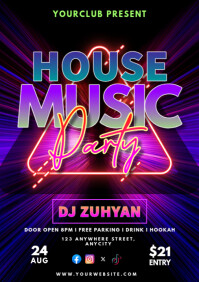 Black Modern & Minimal House Music Party A1 template