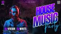 Black Modern & Minimal House Music Party Pos Twitter template