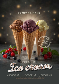 Black Modern & Minimal Icecream Sober A4 template