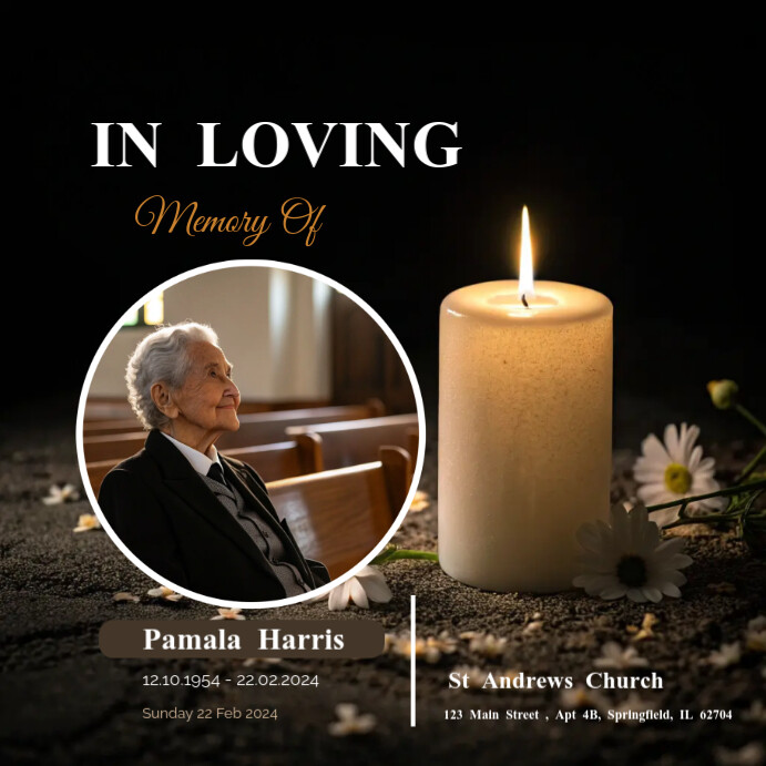 Black Modern & Minimal In Loving Memory  Instagram Post template