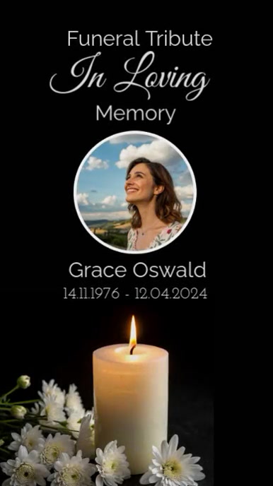 Black Modern & Minimal In Loving Memory Template Digital Display (9:16)