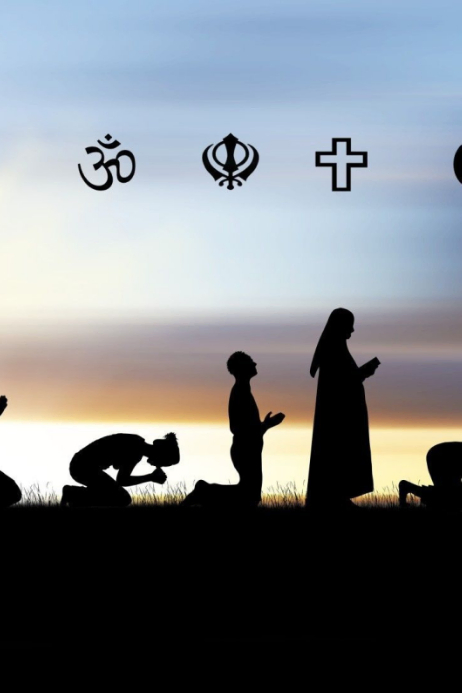 Black Modern & Minimal Interfaith Prayer And Religious Unity Silhouette ...
