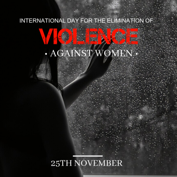 Black Modern & Minimal International Day For Violence Against Women  template design Instagram Post