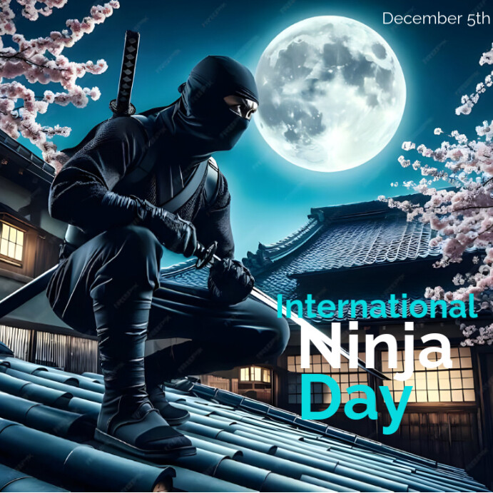 Black Modern & Minimal International Ninja Day Instagram Post Template ...