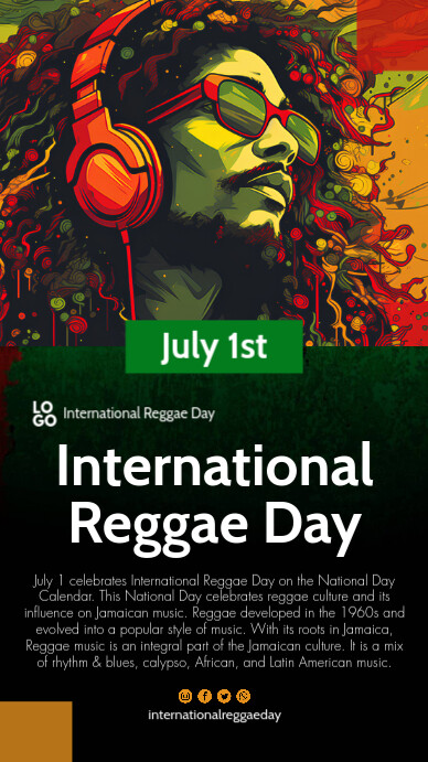 Black Modern & Minimal International Reggae Day Instagram Story Indaba yaku-Instagram template