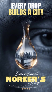 Black Modern & Minimal International Worker's Day Instagram Story Video template