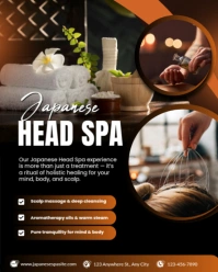 Black Modern & Minimal Japanese Head Spa  Instagram Portrait template