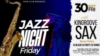 Black Modern & Minimal Jazz Club Night Party Digital Display (16:9) template