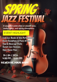 Black Modern & Minimal Jazz Festival A1 template