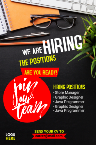 Black Modern & Minimal Job Recruitment Poster template