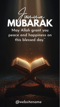 Black Modern & Minimal Jumma Mubarak Instagram Story template