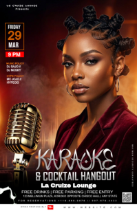 Black Modern & Minimal Karaoke and Cocktail Event Half Page Wide Halv side bred template