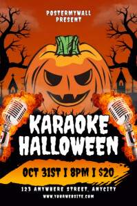 Black Halloween Karaoke Night 海报 Template