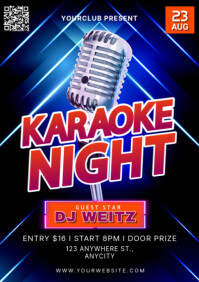 Black Modern & Minimal Karaoke Night A2 template