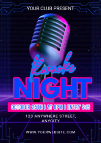 Black Modern & Minimal Karaoke Night A4 template